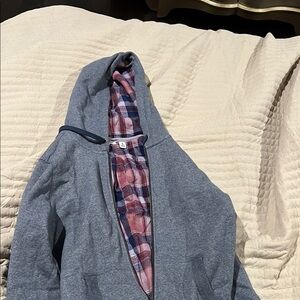 L.L. Bean Pink and Gray Fleece Hooded Coat